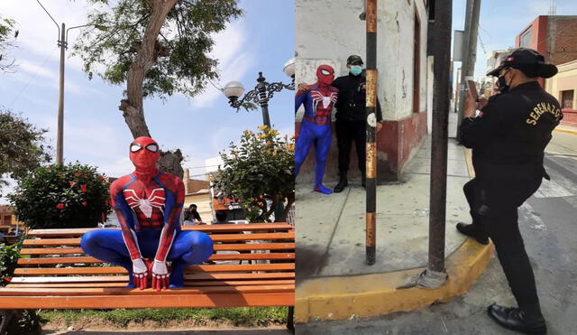 Joven peruano sorprende con su disfraz de Spider-Man y recorre las calles de Huacho. Foto: captura de TikTok.