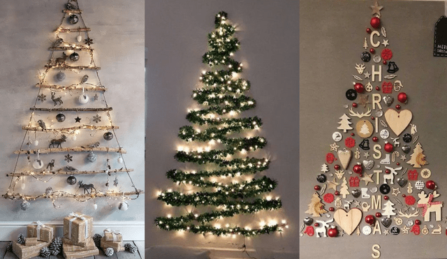 Los árboles de navidad en la pared son fáciles de hacer y ocupan poco espacio. Foto: Composición LR/ AdazioDesing