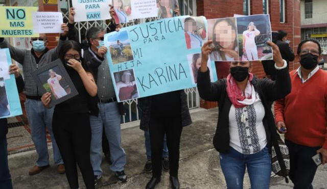 Familiares de Karina Chérrez, víctima de mala praxis en Ecuador, exigen que se haga justicia. Foto: Gustavo Guamán