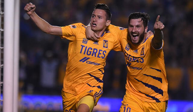 Thauvin y Gignac fueron protagonistas del triunfo de Tigres sobre León de Santiago Ormeño. Foto: Twitter La Afición