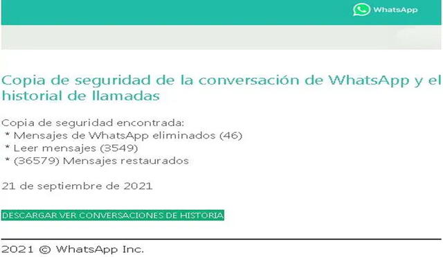 E-mail de la falsa copia de seguridad de WhatsApp. Foto: Computer Hoy