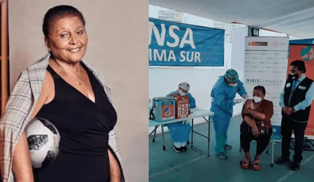 Minsa publicó una foto de la vacunación de Doña Peta para instar al público a que se coloquen la tercera dosis de refuerzo. Foto: Paolo Guerrero/Instagram, MINSA/Twitter.