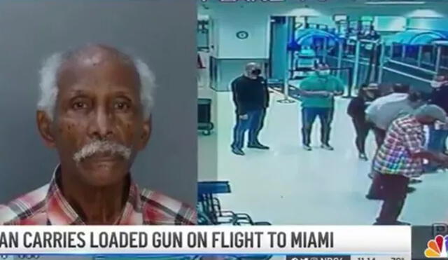 Cameron Hinds estuvo con el arma oculta durante las cuatro horas del vuelo de Barbados a Miami. Foto: captura de NBC