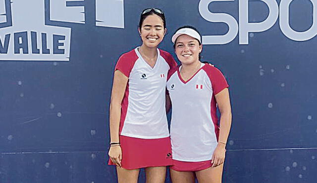 Dúo dinámico. Sofía y Daianne felices por su primer lugar en tenis. Foto: difusión