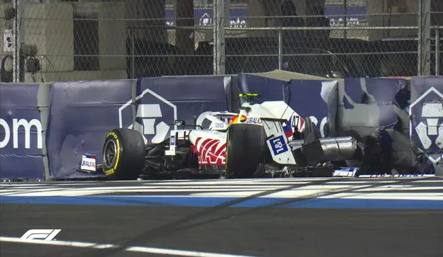 Mick Schumacher chocó su auto Haas en Arabia Saudita. Foto: captura ESPN.