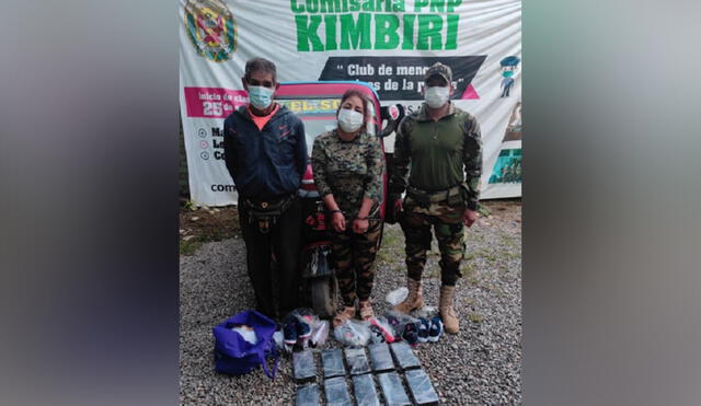 Los intervenidos  fueron puestos a disposición del Área Antidrogas (Areandro) en Kimbiri. Foto: Policía Nacional