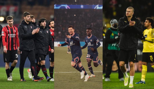 AC Milan volvió a Champions, pero quedó eliminado; el PSG clasificó segundo y se enfrentará contra algún primero en octavos; y el Dortmund jugará Europa League. Foto: composición/Instagram de los clubes.