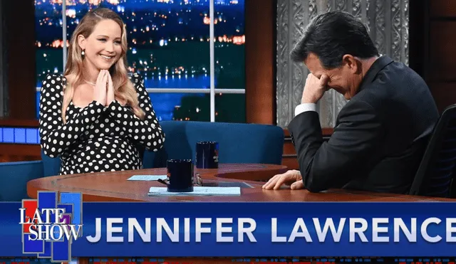 Jennifer Lawrence reveló cuál fue su actividad más frecuente durante la pandemia. Foto: Youtube The late show with Stephen Colbert