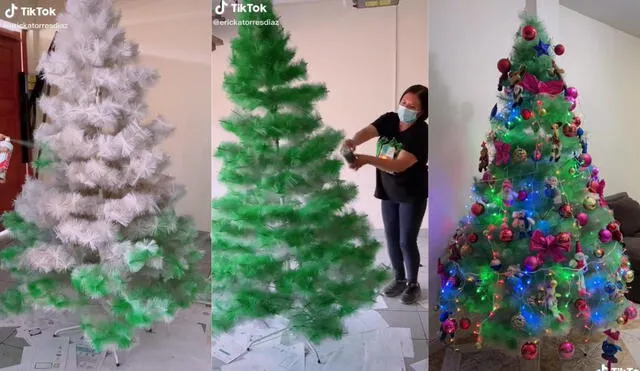 "Es una excelente alternativa para cambiar el árbol navideño en un dos por tres", comentó una usuaria en el clip que dejó impresionados a muchos. Foto: captura de TikTok