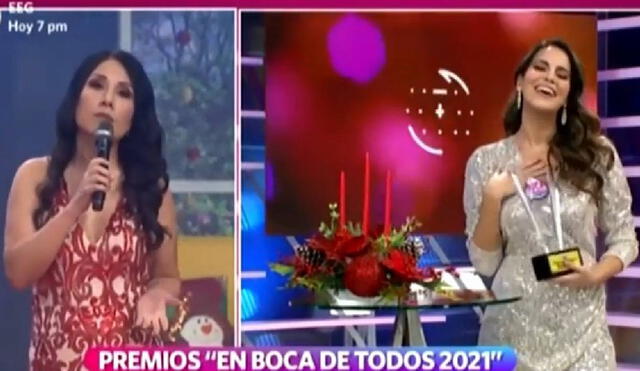 Tula Rodríguez bromeó con la joven conductora de televisión. Foto: captura de América Televisión