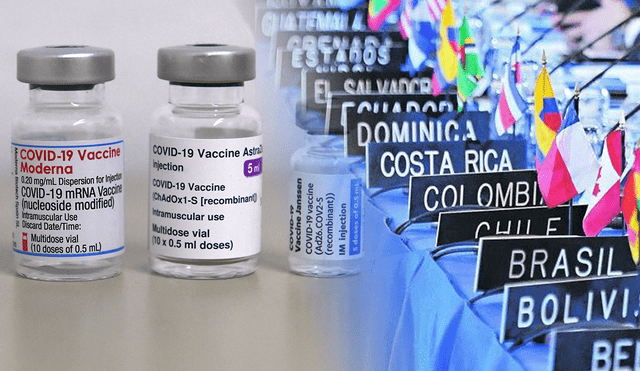 Las dosis y pautas de vacunación contra la COVID-19 en América Latina y el Caribe muestran dos realidades muy opuestas. Foto: composición/La Tercera-AFP