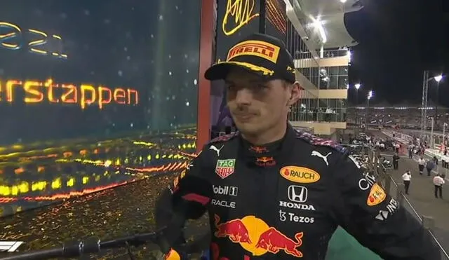 Max Verstappen se subió a la cima del podio en el Gran Premio de Abu Dhabi de la F1. Foto: captura video ESPN