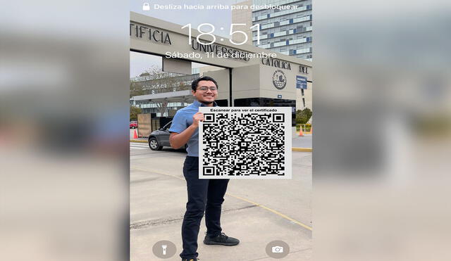Para evitar problemas, un joven modificó una imagen suya y le puso su código QR para respetar la medida dispuesta por el Ministerio de Salud. Foto: Michael_jvt/ Twitter