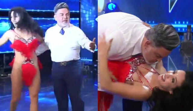 Andrés Hurtado y Rosángela Espinoza se lucen en la pista de baile. Foto: captura de Panamericana TV