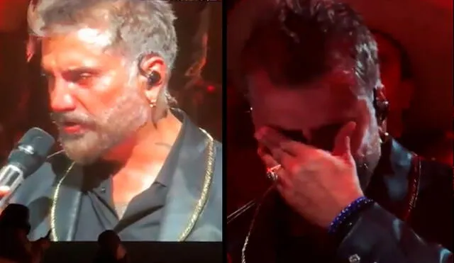 Instante en el que Alejandro seca sus ojos tras llorar con canción "Acá entre nos", de Vicente Fernández. Foto: composición LR/captura Twitter