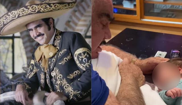 Se hace viral un video de Vicente Fernández donde aparece cantándole a su bisnieta. Foto: composición/La República/People en español