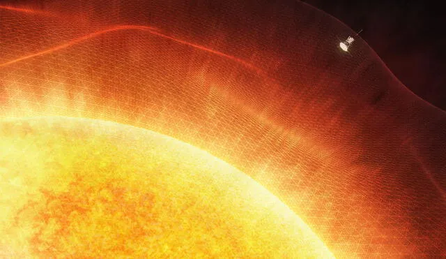 Ilustración de la nave Solar Parker entrando en la corona solar. Imagen: NASA