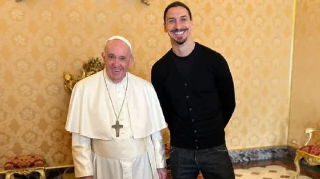 Papa Francisco y Zlatan Ibrahimovic compartieron algunos momentos e el Vaticano. Foto: Ibrahimovic/Instagram