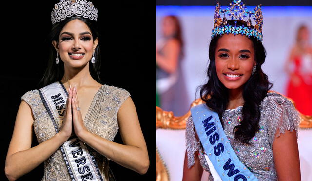 Harnaaz Sandhu y Toni-Ann Singh son ganadoras de Miss Universo y Miss Mundo, respectivamente. Foto: composición/AFP