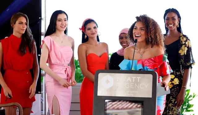 La ceremonia se presentación del Miss Mundo 2021 se llevó a cabo en el lujoso hotel Hyatt Regency Grand Reserve Puerto Rico en Río Grande, donde las concursantes se alojarán durante su estancia en la isla. Foto: EFE.