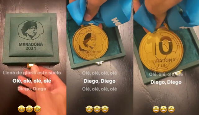 Medalla de la Maradona Cup. Foto: captura Instagram/Lisandro López