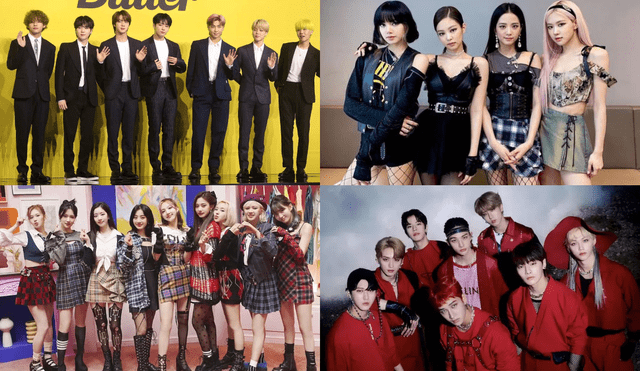 BTS, BLACKPINK, TWICE y Stray Kids forman parte del Top 15 de vídeos K-pop más vistos en YouTube en el 2021. Foto: composición La República/BIGHIT/YG/JYP