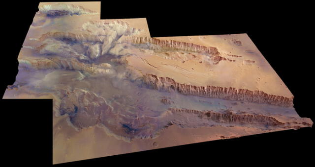 Representación digital de Valle Marineris, el cañón más grande de Marte y el sistema solar. Foto: ESA / DLR / FU Berlin (G. Neukum)