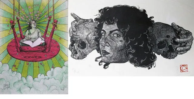 Dibujos de Grace Salvador y Gloria Quispe, ambas integrantes del colectivo artístico "La Plomada".