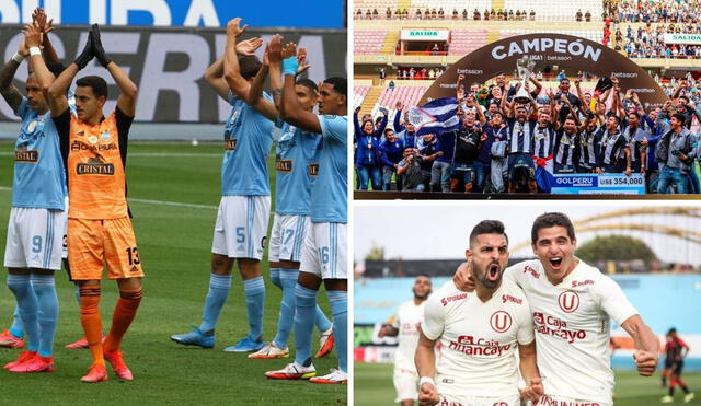 Sporting Cristal, Alianza Lima y Universitario de Deportes son los equipos mejores puntuados del ranking Conmebol. Foto: Composición LR/Liga 1.