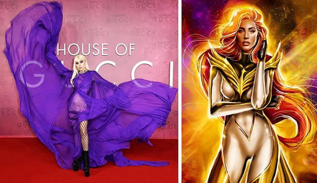 Fan art imagina a Lady Gaga como Jean Grey de los X-Men. Foto: composición/Lady Gaga/@carlosgzz003/Instagram