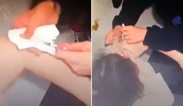 A cambio de realizar el pinchazo, la enfermera descargaba en una gasa la dosis de vacuna y luego pinchaba la jeringuilla vacía en el brazo del “paciente”. Foto y video: captura- Policía de Italia