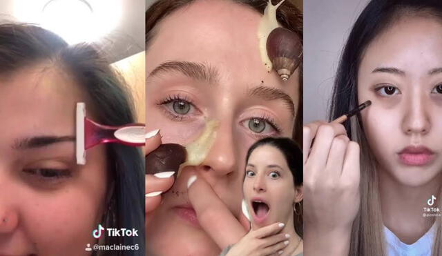 Este 2021, la plataforma de videos se vio inundada de consejos de maquillaje realmente extraños y un poco peligrosos. Foto: captura de TikTok