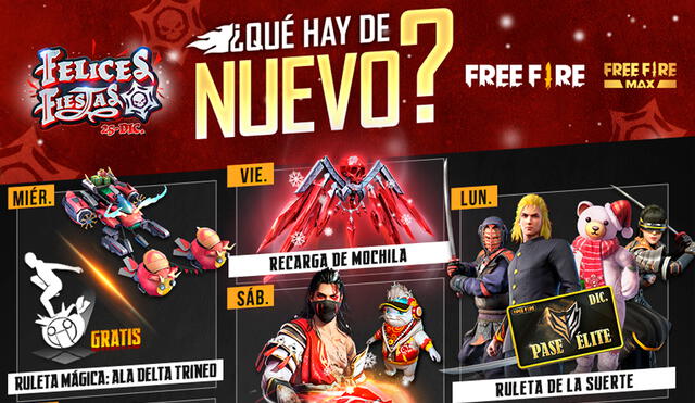 La agenda semanal de Free Fire llega con recompensas basadas en Navidad. Foto: Garena