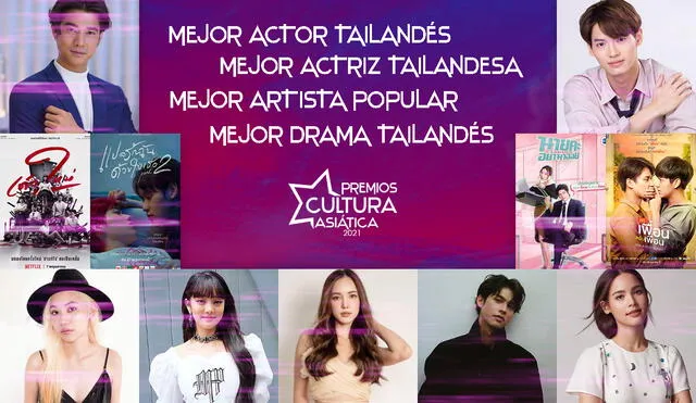 PCA 2021: categorías de Mejor actor tailandés, Mejor actriz tailandesa, Mejor artista popular y Mejor drama tailandés. Foto: Composición LR