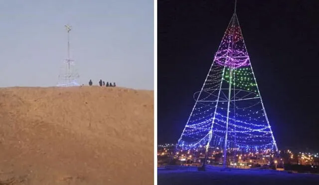 Árbol navideño fue encendido la noche del último lunes 20 de diciembre. Foto: composición La República/Noticias Digital Áncash