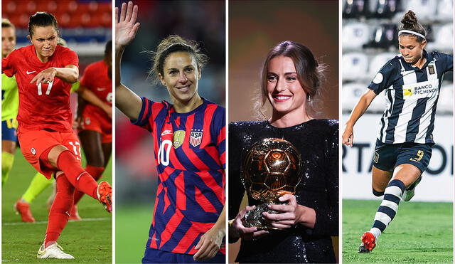 Jessie Fleming, Carli Lloyd, Alexia Putella y Adriana Lúcar son destacadas figuras en sus equipos. Foto: composición/ AFP/ Alianza Lima Femenino