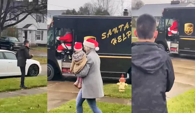 Repartidor se disfraza como Papá Noel para sorprender a joven por Navidad. Foto: captura de TikTok.