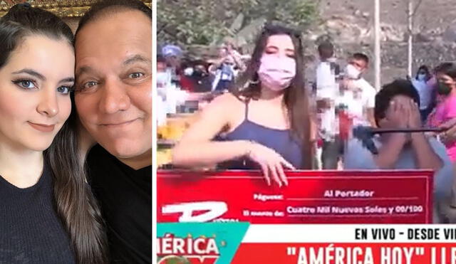 Camila Diez Canseco llevó un poco de alegría a las personas del asentamiento humano 13 de junio. Foto: Instagram/captura América TV