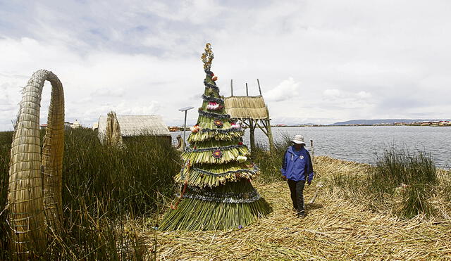 Puno. Cualquier material es bueno para reproducir en cualquier lugar un símbolo popular de la celebración navideña. Los puneños lo saben bien, y dieron forma a este imponente árbol. Foto: Juan Carlos Cisneros/ La República