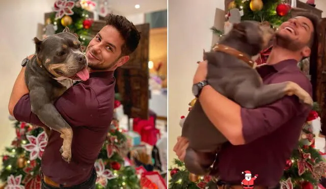 Andrés Wiese pasa la Navidad acompañado por su perrita Menta. Foto: composición/ Instagram