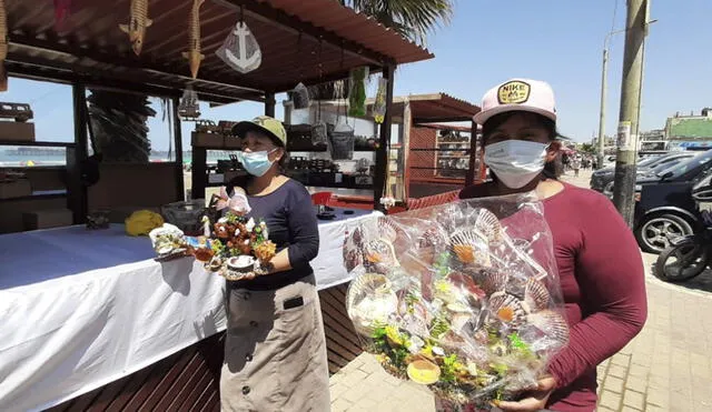 Para realizar las manualidades, ellas utilizan caracoles, conchas marinas y trabajan las decoraciones empleando cerámica al frío. Foto: URPI-GLR