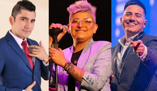 Bryan Arámbulo y los demás competidores a la voz masculina del 2021 en los premios de la radio Nueva Q. Foto: composición/ Instagram