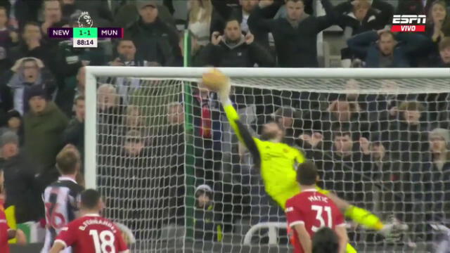 Manchester United vs. Newcastle: David De Gea evito la caída de los diablos rojos. Foto: captura de ESPN