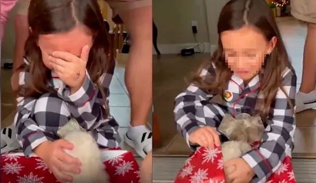 Las tiernas imágenes de esta pequeña con su nuevo cachorro se volvieron tendencia en las redes sociales. Foto: captura de Facebook