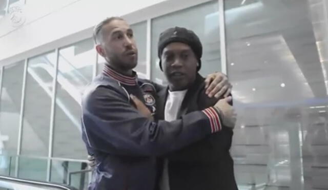 Sergio Ramos y Ronaldinho. Foto: Captura PSG