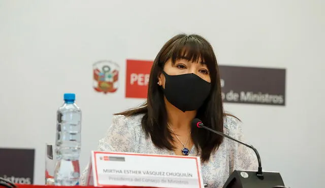 La primera ministra Vásquez se refirió a los conflictos sociales vistos por su gestión. Foto: Presidencia de Consejo de Ministros