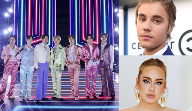 BTS, Justin Bieber y Adele forman parte de las 5 mejores internacionales propuestas por CNN News 18. Foto: composición La República/BIGHIT/Getty Images/Instagram @Adele
