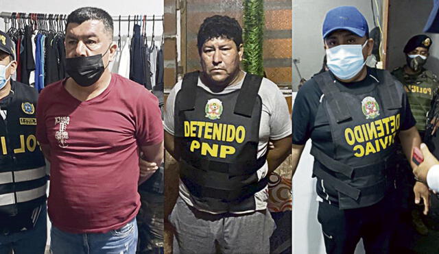 Detenidos. Seis de los 29 arrestados son policías en actividad, entre ellos el jefe del Grupo Terna de Chimbote. Foto: difusión