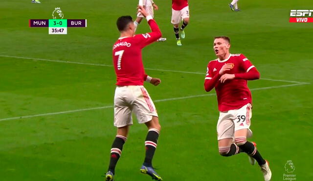 Cristiano Ronaldo marcó el tercer gol de los Diablos Rojos. Foto: captura/ESPN