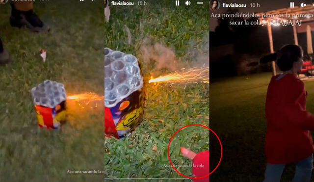 Flavia Laos comparte su reacción tras encender productos pirotécnicos en Año Nuevo. Foto: captura/Instagram